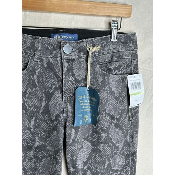 Democracy Jeans Ab Solution Women's‎ Gray Snakeskin Stretch Denim Skinny Ankle 4 - Picture 3 of 8